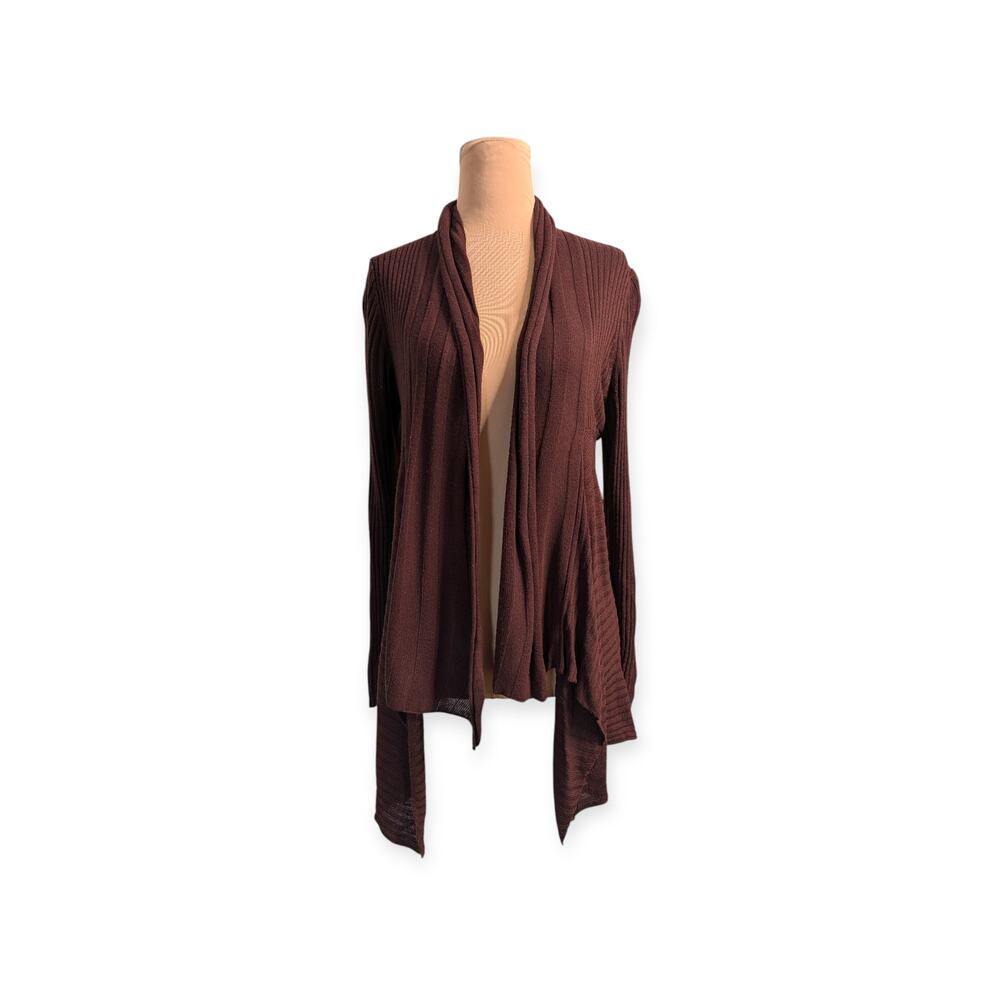90s Y2K Sienna Brown Asymmetrical Shrug ~ Crochet Back